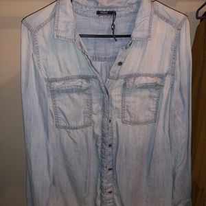 Silver denim button up